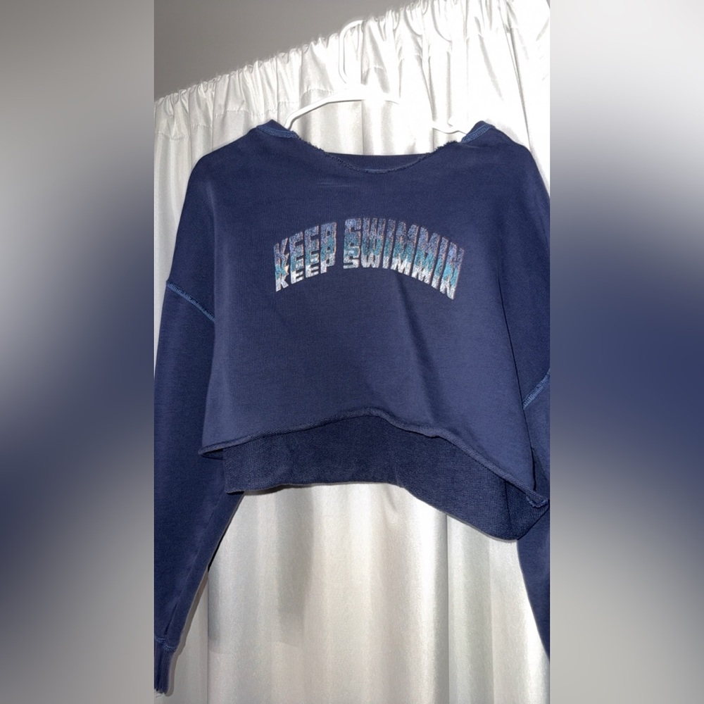 Aerie Navy Blue Textured Top